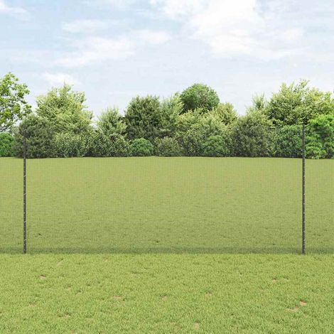 Zaun mit Pfosten Grau 1,4 x 25 m Stahl und PVC