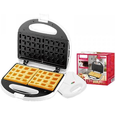 Piastra per Waffle Panini 750W Machina Elettrico Waffle a 2 Posti con Rivestimento Antiaderente Piastra Misura 22.6x12.6cm Bianco