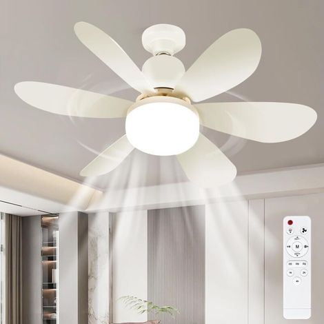 Ventilateur de plafond avec lumière, ventilateur de plafond avec lumière, ventilateur de plafond avec télécommande et lumière, silencieux, 3 vitesses et 3 températures de couleur dimmables, adapté au (1/4)