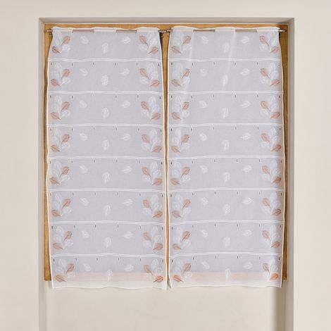 Modulable brodé à motif feuilles Terracotta 45x160 cm