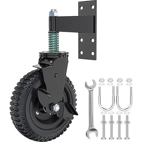 Roue de portail de clôture 20 cm pour portail en tube métallique Charge maximale unique 275 kg Ressort rotatif à 360 ° Amortissant les chocs avec vis et clé (1/5)