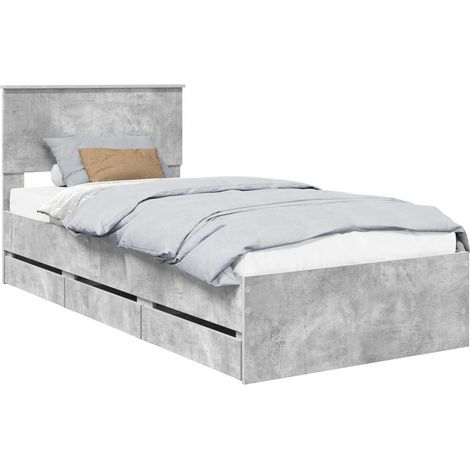 Estructura de cama Gris Concreto 90 x 200 cm Madera Ingenieril vidaXL