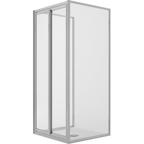 Box doccia 3 lati 2 fissi+saloon 2 ante battente vetro trasparente h 198 mod. West 70x100x70 cm ap. 100