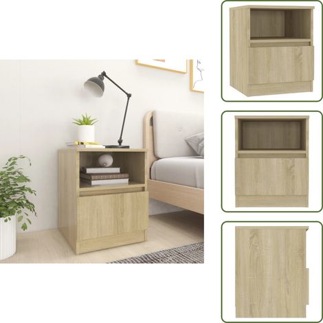 The Living Store Comodino Rovere Sonoma 40x40x50 cm in Legno Multistrato - Comodino rovere sonoma