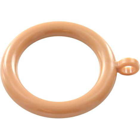 Lot de 25 anneaux de tringle à rideaux en plastique avec œillet fixe Diamètre intérieur 28 mm Diamètre extérieur 40 mm Marron clair (1/2)