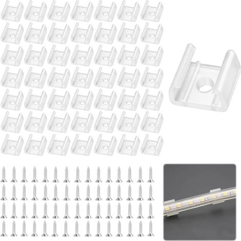 50Pcs Clips Fixation Bande LED Néon Pour Ruban LED Néon Bande 12mm à 14mm (1/5)