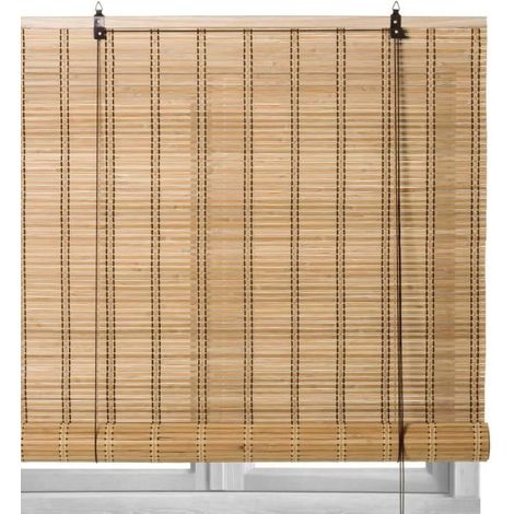 Store enrouleur - JUANIO - Largeur 90 x longueur 180 x épaisseur 2,5cm - Bambou naturel - Occultant - Intérieur (1/4)