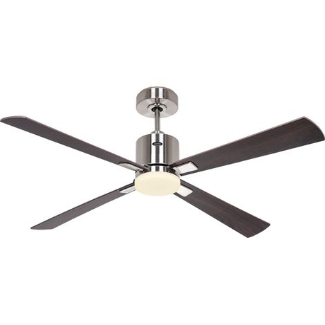 Ventilateur de plafond ECO CONCEPT 132, finition chrome brossé - Noyer/Cerisier, Wi-Fi avec éclairage (1/2)
