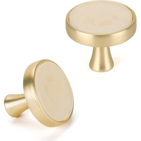 Lot de 10 Bouton de Meuble Doré Bouton Commode Doree Bouton de Porte Laiton -LS6214PS Poignées Dorées Bouton Meuble Doré Bouton pour Commode en Alliage de Zinc