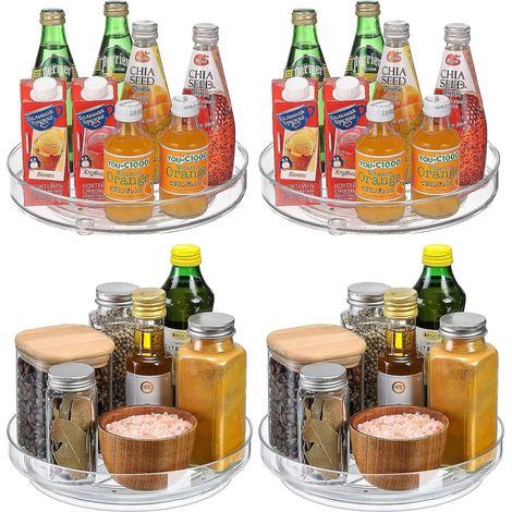 4 Pièces Plateau Tournant 360° Lazy Susan Plateau Tournant Porte-épices Rond Plateau De Rangement, Plateau Tournant Frigo Cuisine Rotatif pour Epices, Réfrigérateur, Armoire, Cuisine (1/5)