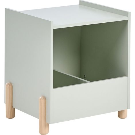 Comodino moderno Tavolino da notte Mobile MDF Gambe in legno di pino Camera dei bambini Verde chiaro Quilpie