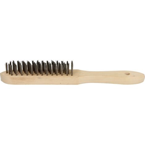 Brosse métallique en acier 4 rangées avec manche en bois
