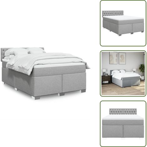 Boxspringbett mit Matratze Hellgrau 160x200 cm Stoff - Boxspringbett - Boxspringbetten - Bett - Bett Mit Stauraum (1/5)