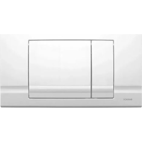 Plaque de commande murale RIVA DUO Schwab WC encastré, double touche blanche (1/2)