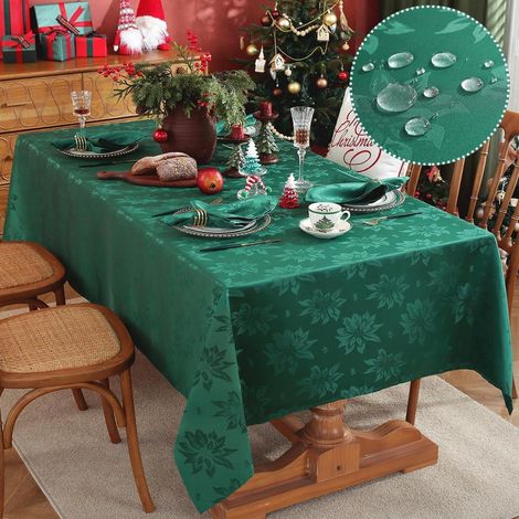 Weihnachtstischdecke Jacquard auslaufsicher strapazierfähig 132x132 cm Grün