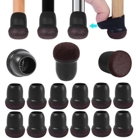 24 tappi per gambe di sedia da 14-19mm con feltrini, coprigambe per mobili, protezioni per gambe di sedie (1/4)