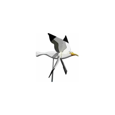 Moulin à vent de jardin, mouette blanche en résine aux ailes pivotantes, girouette animalière, carillon 3D, décoration de pelouse (1/5)
