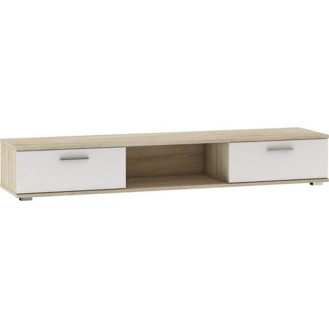 Meuble TV bois Sonoma et blanc mat Flexa 176cm (1/4)