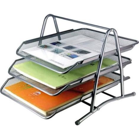 Portadocumenti, organizer, ripiano, portariviste, 3 livelli, vassoio portadocumenti A4 per riviste e libri, per armadi da ufficio, ecc. (1/5)