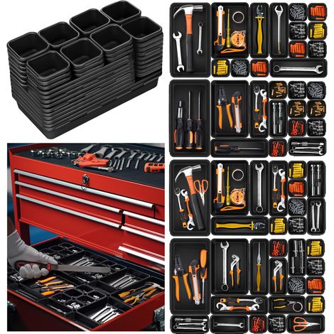 Boîte de rangement pour outils d'atelier, 58 pièces, système de rangement avec tiroirs, boîte à outils (1/5)