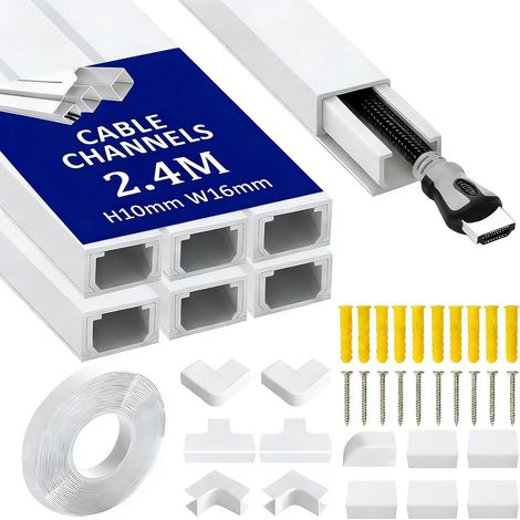 6 Pièces Conduit de Câbles PVC Goulotte, 40.3x1.5x0.9cm Goulotte Passe Cable, Goulotte Electrique pour Câbles, Cache Cable pour Cacher Les Câbles (1/5)