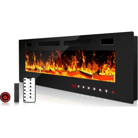 Jopassy Camino Elettrico 50 Pollici 750W/1500W – Camino Decorativo – Effetto Fiamma 3D – Protezione da Surriscaldamento (1/5)