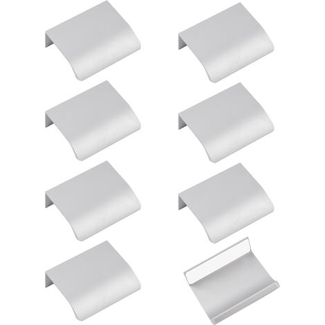 Set mit 8 Fingerkantengriffen, moderne, selbstklebende Schubladengriffe aus Aluminiumlegierung für Schränke, 80 mm/Silber (1/5)