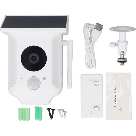 Ortviai Caméra de sécurité solaire sans fil 2 MP avec interphone bidirectionnel, étanche IP66, pour extérieur