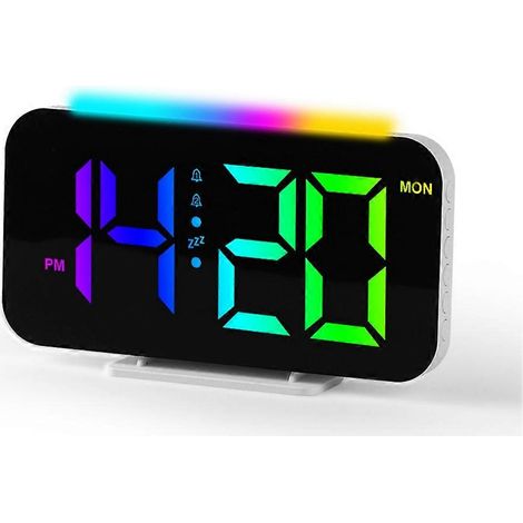 Réveil numérique LED RGB avec éclairage d'ambiance et veilleuse - Horloge de bureau électronique à affichage LED - A (1/5)