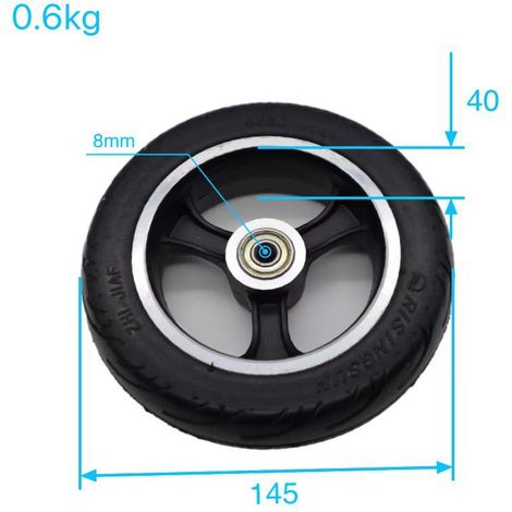 Fast Wheels FO 6x2 verbreitertes Hinterrad, Vollgummirad, 145x40 Vollgummireifen für Elektroroller (1/4)