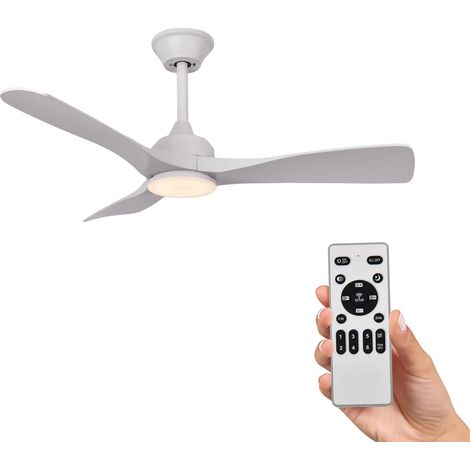 Grand Ventilateur de Plafond avec Lumière et Télécommande 106cm (42"), Moteur DC Silencieux, 3 Pales ABS Effet Blanco, LED Réglable, Style Nordique pour Salon (1/5)