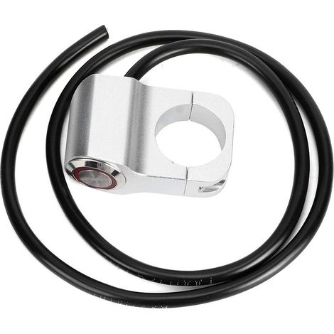 Interrupteur de phare étanche en acier de 25mm/0.98in pour guidon de moto, quad, VTT et vélo électrique (Argent) (1/5)