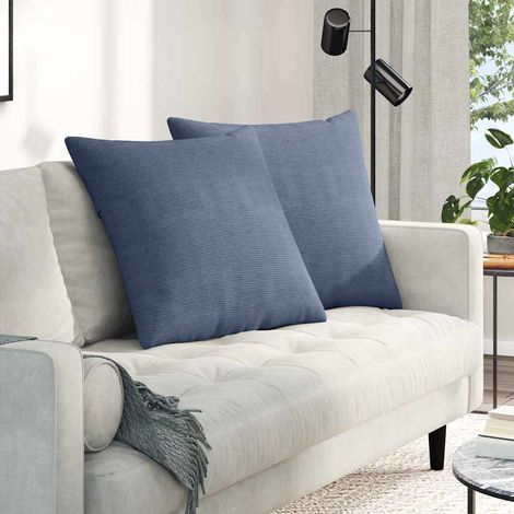 Sofakissen 2 Stück Blau 60 x 60 cm Cordstoff