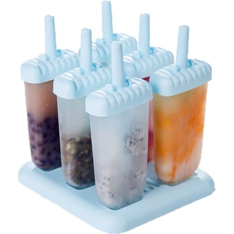 Eisform am Stiel – Wiederverwendbare Silikonform mit Stielen und Tropfschutz – 6er-Set (1/5)