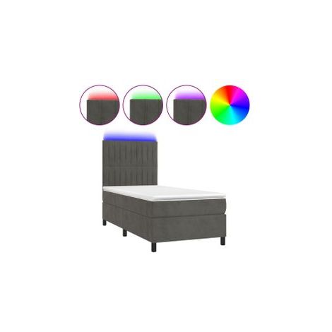 Sommier à lattes de lit matelas LED Gris foncé 90x190 Velours (1/5)