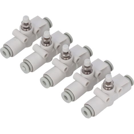 Lot de 5 vannes d'étranglement à passage direct en PVC, raccords pneumatiques pour tuyaux de 4 mm de diamètre (1/5)