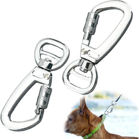 Mosquetón giratorio para correa de perro, paquete de 2, mosquetón con cierre, correa de sujeción, para perros, ganchos de aleación de zinc, resistente para collares de mascotas, montañismo (1/5)