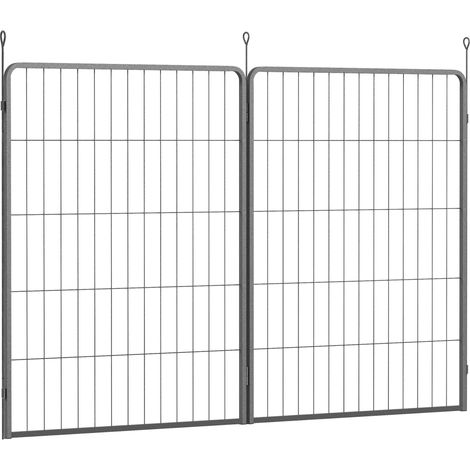 2er-Set Erweiterungspaneele für Hundezäune aus Stahl 80 x 100 cm schwarz MODENUIT (1/4)