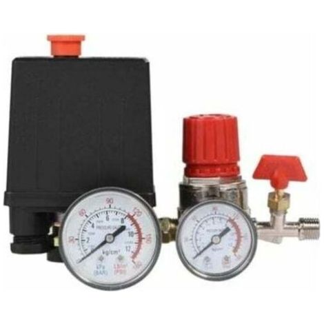 Compresseur D'Air Commutateur De Vanne De Pression Du Pressostat Compresseur D'Air Avec Régulateurs Jauge (Manomètre En Plastique) (1/4)