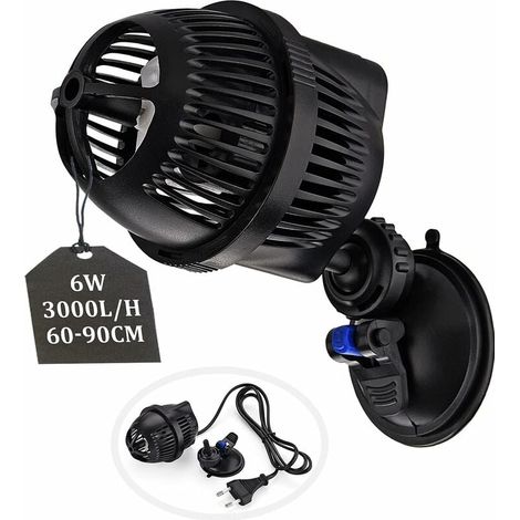Pompe à vagues pour aquarium 3000L/H 6Watt JVP-101A Pompe de circulation pour aquarium de 60 à 90 cm, adaptée à l'eau douce et à l'eau salée avec ventouse (1/5)