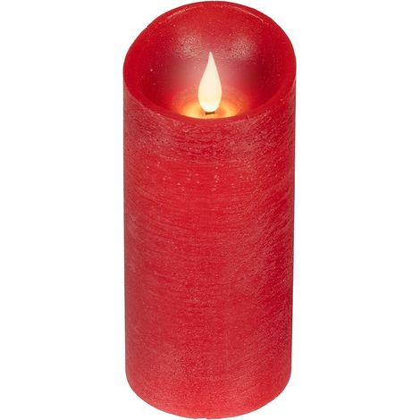 Candela LED in cera effetto fiamma D 7,5 cm altezza 17 cm rosso Peraga Christmas