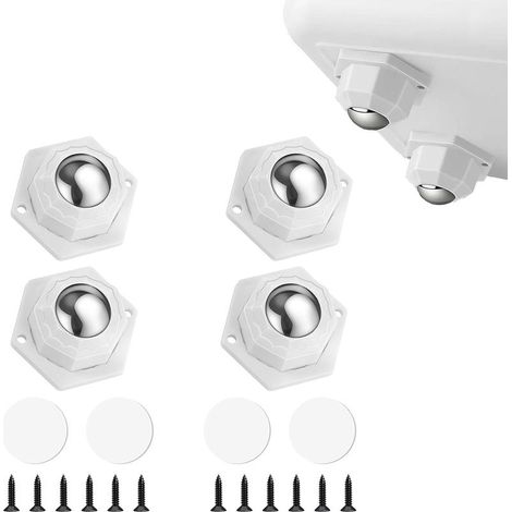 Möbelrollen, 360° geräuscharme Kugellagerrollen, Schwerlast bis 300 kg, selbstklebend und mit Schraubbefestigung, Kugellagerrollen für Möbel, ideal für Küche, Sofa, Büro, Weiß (1/5)