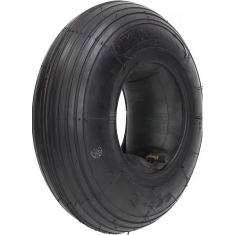 Pneu brouette 350x6 – 4 plis – Avec chambre à air valve coudée – Accessoire pour brouette motorisée