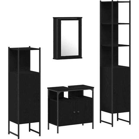 Maison Exclusive - Badezimmermöbel Set 4 pcs Schwarz Eichen-Optik