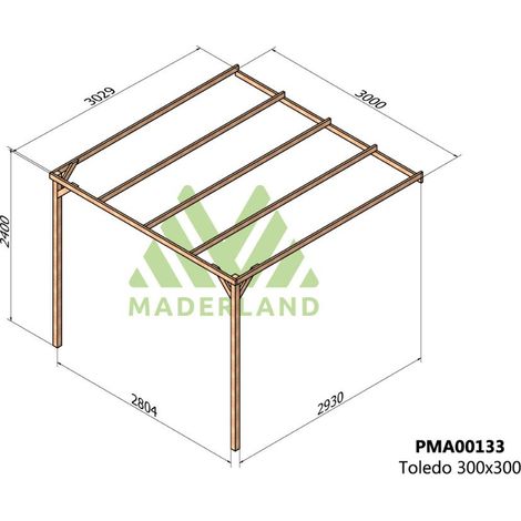 Pérgola de Madera Maciza Adosada Toledo (Maderland) - Gardeneas - 300 x 300 cm (1/5)