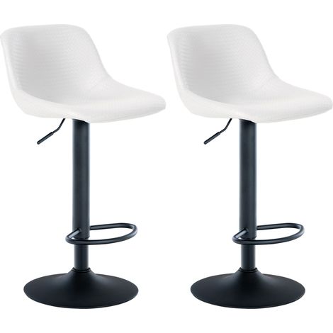 Lot de 2 tabourets de bar rotation à 360°en PVC blanc pieds en trompette métal noir 100006690 (1/5)