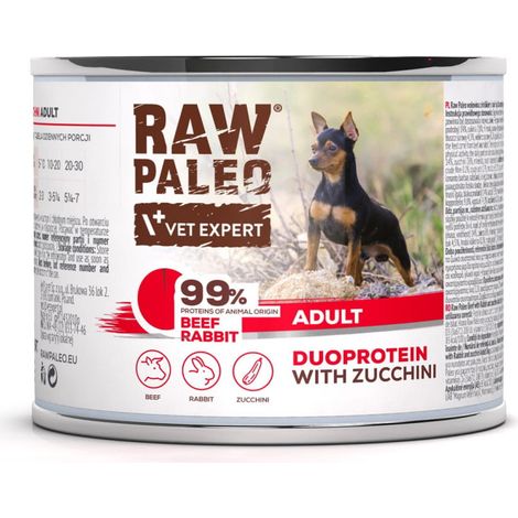 RAW PALEO Adult Duoprotein RIND/KANINCHEN für erwachsene Hunde 200g