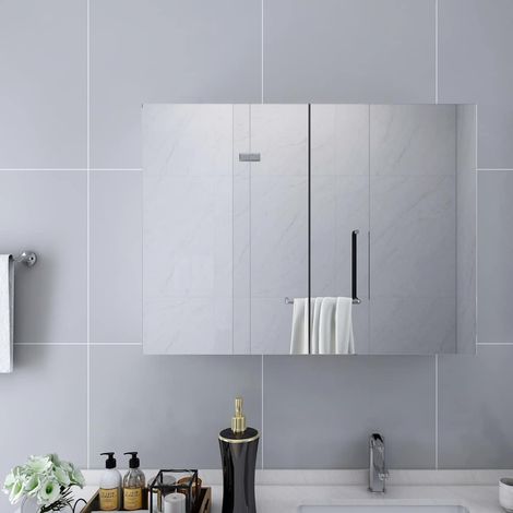 Armoire à miroir de salle de bain-Meuble de salle de bain blanc 80x15x60 cm MDF 645080 (1/5)