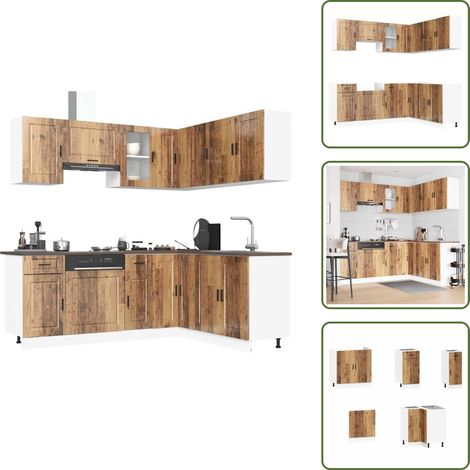Mobili da cucina con scomparti - vidaXL Set Mobili da Cucina 11 pz Porto Legno Antico in Truciolato - Mobili da cucina con piedini regolabili