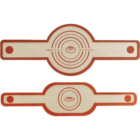 Juego de dos tapetes de silicona para pan, redondos y ovalados, antiadherentes, aptos para horno, reutilizables, fáciles de limpiar, resistentes al calor, con mango largo, utensilios de cocina. (1/5)